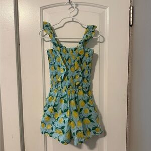 Janie and Jack green and Yellow Lemon Print Romper
